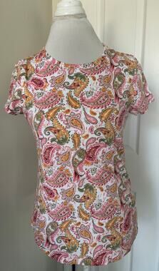 Blue Sol Paisley Floral Print Medium T-Shirt Pink Coral